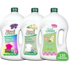 Mom's Green 3'lü Set Bitkisel Çamaşır Temizleyici Renkliler -Bebek Çamaşır Temizleyici-Sabun Kokulu Çamaşır Temizleyici 3x1500ml (120 Yıkama)