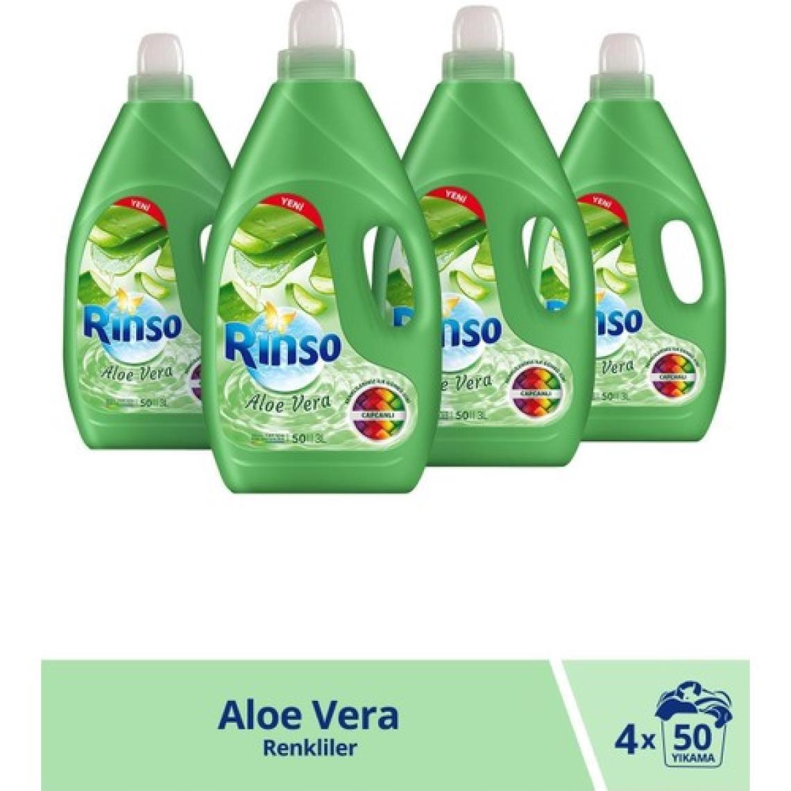 Rinso Aloe Vera Renkliler Için Sıvı Çamaşır Deterjanı 3000 ml 50 Yıkama x 4'lü
