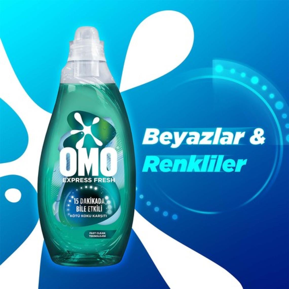 Omo Express Fresh Kötü Koku Karşıtı Beyaz ve Renkliler Sıvı Çamaşır Deterjanı 1480 ml
