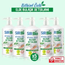 Sır Bio Bitkisel Özlü Elde Bulaşık Deterjanı 5 Adet 1000 ml Pompalı Şişe