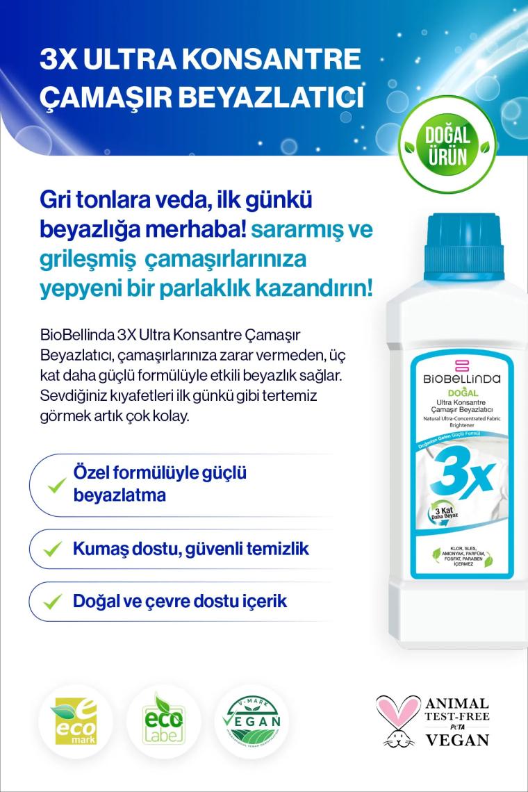 BioBellinda  Ultra Konsantre Çamaşır Beyazlatıcı 750 gr 3 Adet