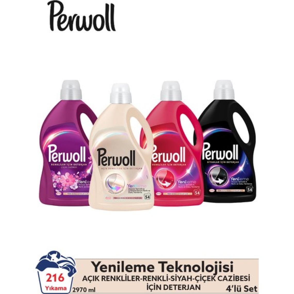 Perwoll Yenileme Renkli 2.97L & Perwoll Yenileme Siyah 2.97L & Perwoll Yenileme Beyaz 2.97L & Perwoll Yenileme Çiçek Cazibesi Renkliler 2.75L (4'lü Set)