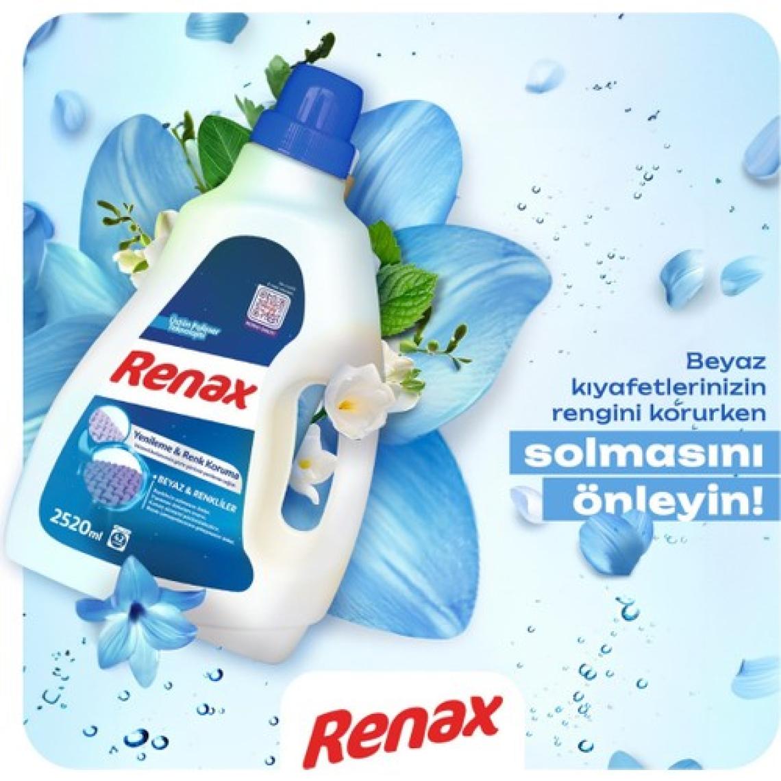 Renax Sıvı Çamaşır Deterjanı Beyaz ve Renkliler 2520 ml x 2 Adet