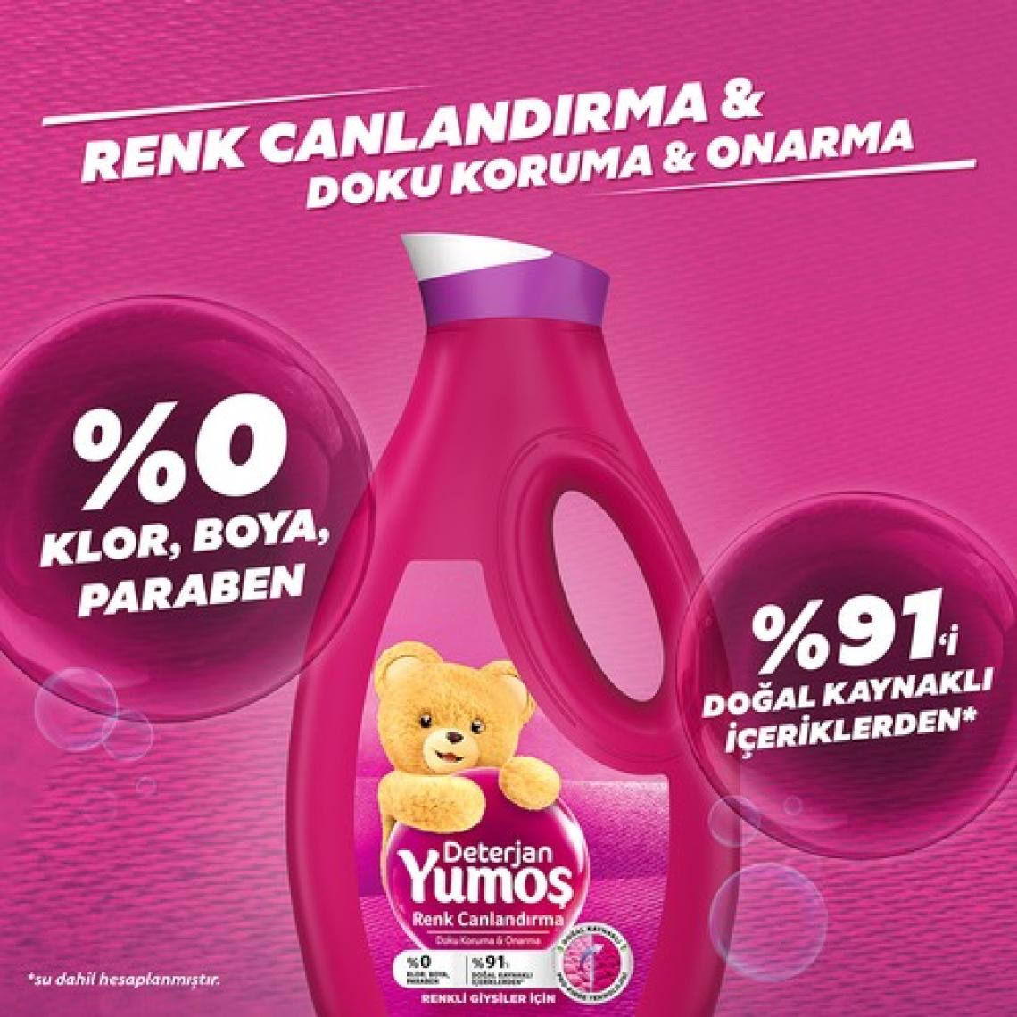 Yumoş Sıvı Bakım Çamaşır Deterjanı Renkli Giysiler 1690 ml