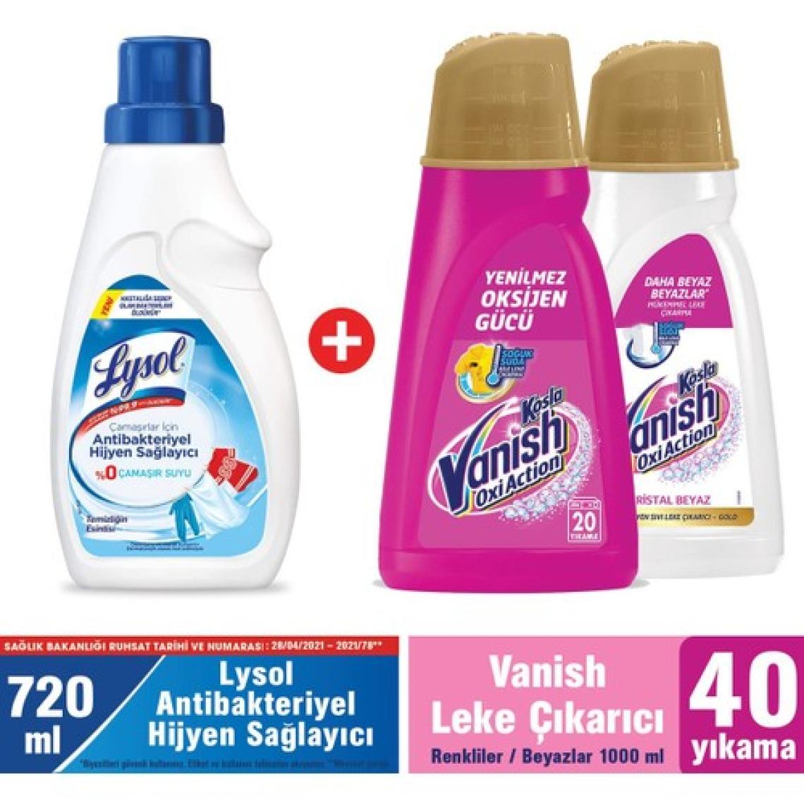 Lysol Çamaşır Antibakteriyel Hijyen Sağlayıcı 720 ml Vanish Kosla Leke Çıkarıcı Gold 2 1 Lt