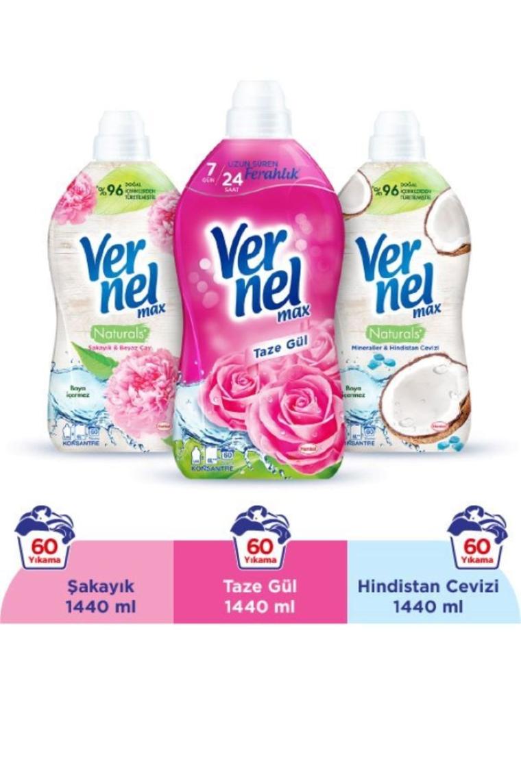 Max Konsantre Çamaşır Yumuşatıcısı 3 x 1440ml (180 Yıkama) Taze Gül + Şakayık + Hindistan Cevizi