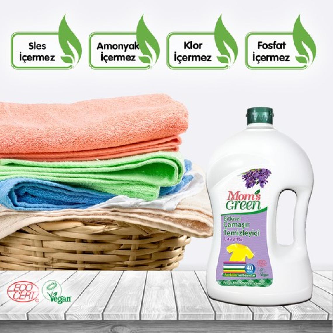 Mom's Green 2'li Set Bitkisel Çamaşır Deterjanı  Lavanta 80 Yıkama (2 x 1500 ml)