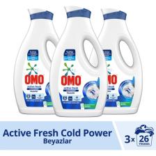 Omo Sıvı Çamaşır Deterjanı Active Fresh Beyazlar İçin Leke Çıkarıcı 1690 ml x3