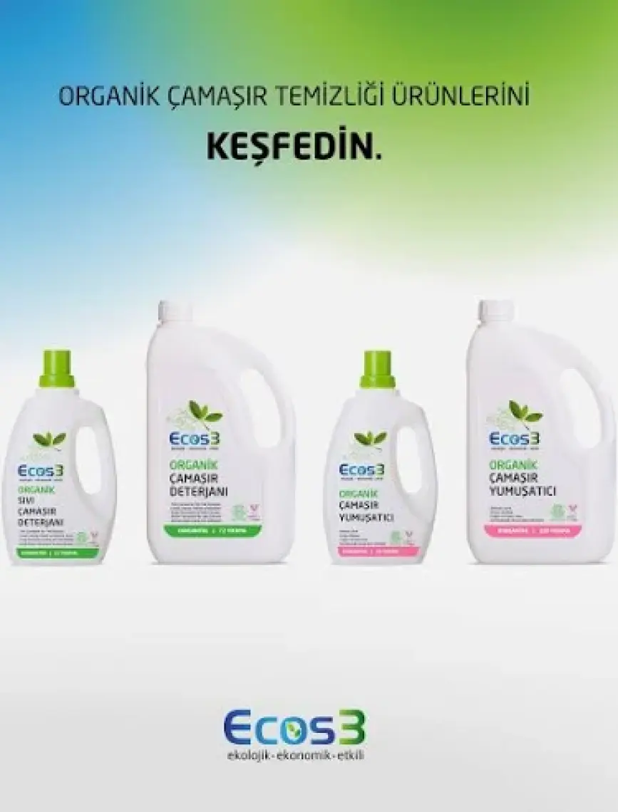 Ecos3 Sıvı Çamaşır Deterjanı, Organik & Vegan Sertifikalı, Ekolojik, Extra Konsantre, 72 Yıkama, 2500ml
