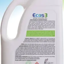 Ecos3 Sıvı Çamaşır Deterjanı, Organik & Vegan Sertifikalı, Ekolojik, Extra Konsantre, 72 Yıkama, 2500ml