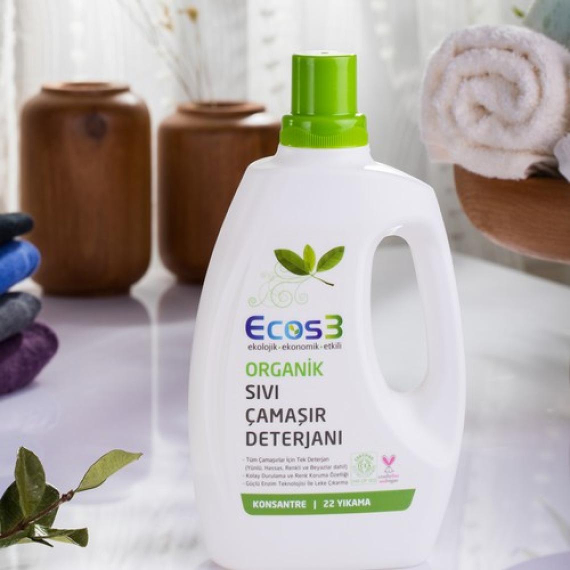 Ecos3 Sıvı Çamaşır Deterjanı, Organik & Vegan Sertifikalı, Ekolojik, Extra Konsantre, 22 Yıkama, 750ml
