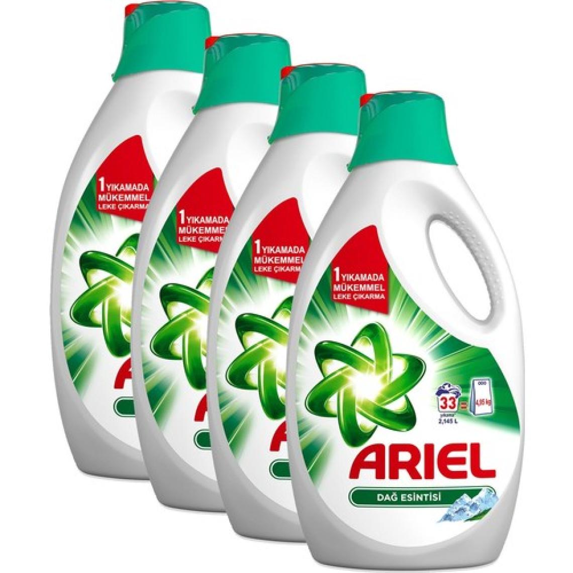 Ariel Sıvı Çamaşır Deterjanı Dağ Esintisi 33 Yıkama Beyazlar ve Renkliler İçin 4'lü Paket