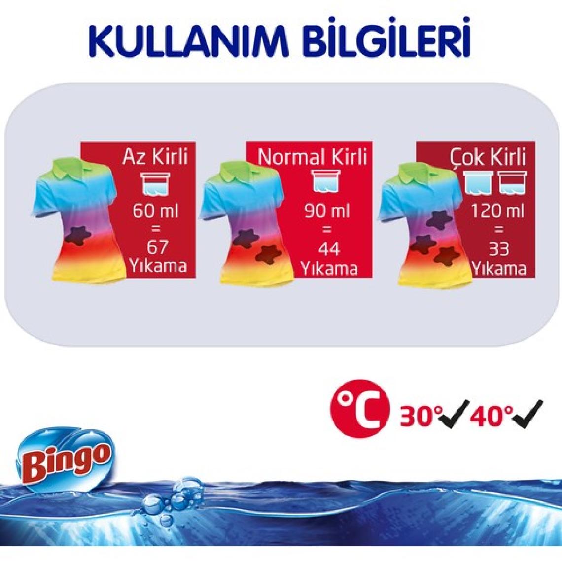Bingo Renkli Sıvı Bakım Çamaşır Deterjanı 4 L