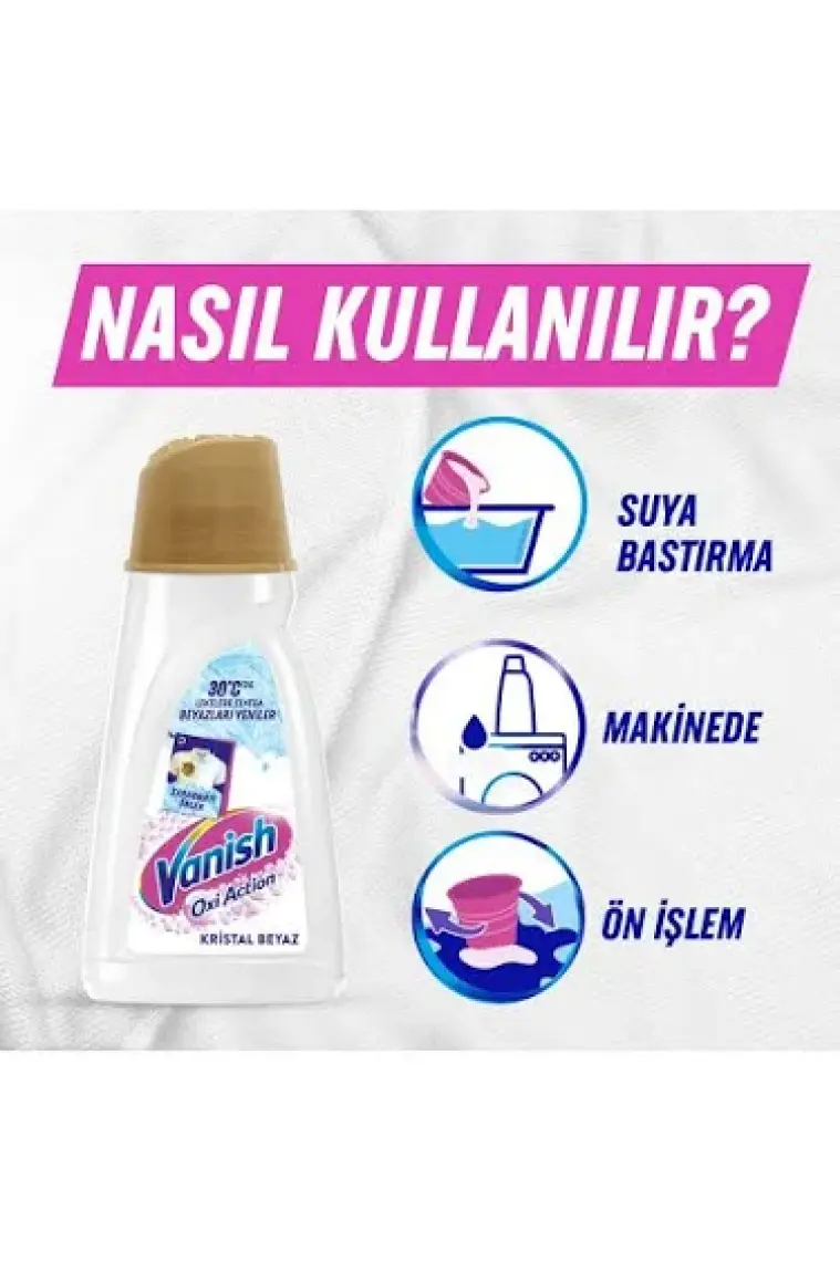Vanish Oxi Action Multipower Kristal Beyaz Beyazlar İçin Sıvı Deterjan Güçlendirici Leke Çıkarıcı 2000 ml