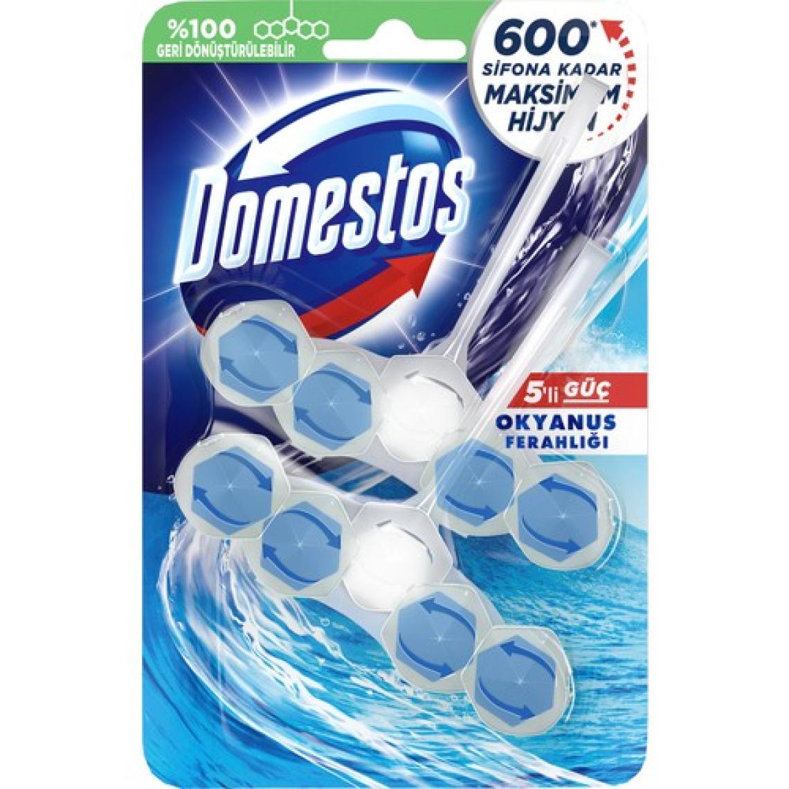 Domestos WC Blok 5'li Güç Tuvalet Bloğu Okyanus Ferahlığı Maksimum Hijyen 100 G
