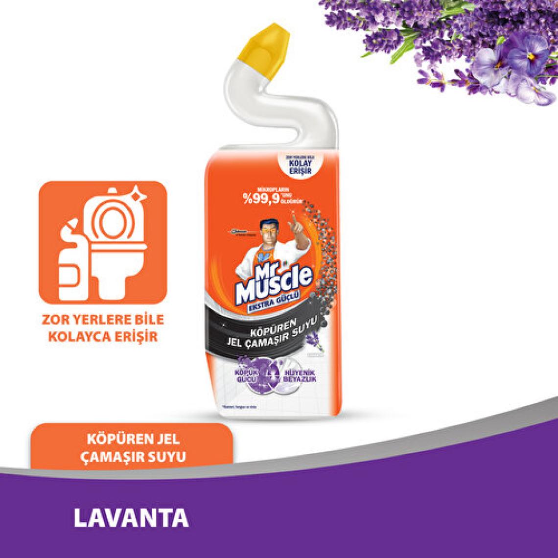 Mr. Muscle Tuvalet Temizleyici Köpüren Jel Çamaşır Suyu Katkılı Lavanta 750 ml