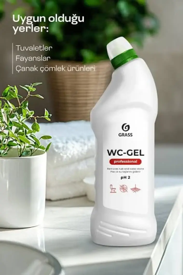 Grass WC Gel Professional - Ağır Kir & Kireç Sökücü - Hijyenik Temizlik - Klozet, Lavabo, Fayans İçin - Hoş Kokulu - 750 ml