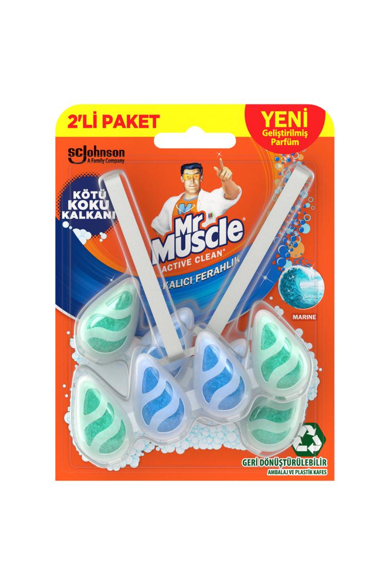 Active Clean Klozet Blok Tuvalet Temizleyici Marine, 2'li Paket 77.2 g