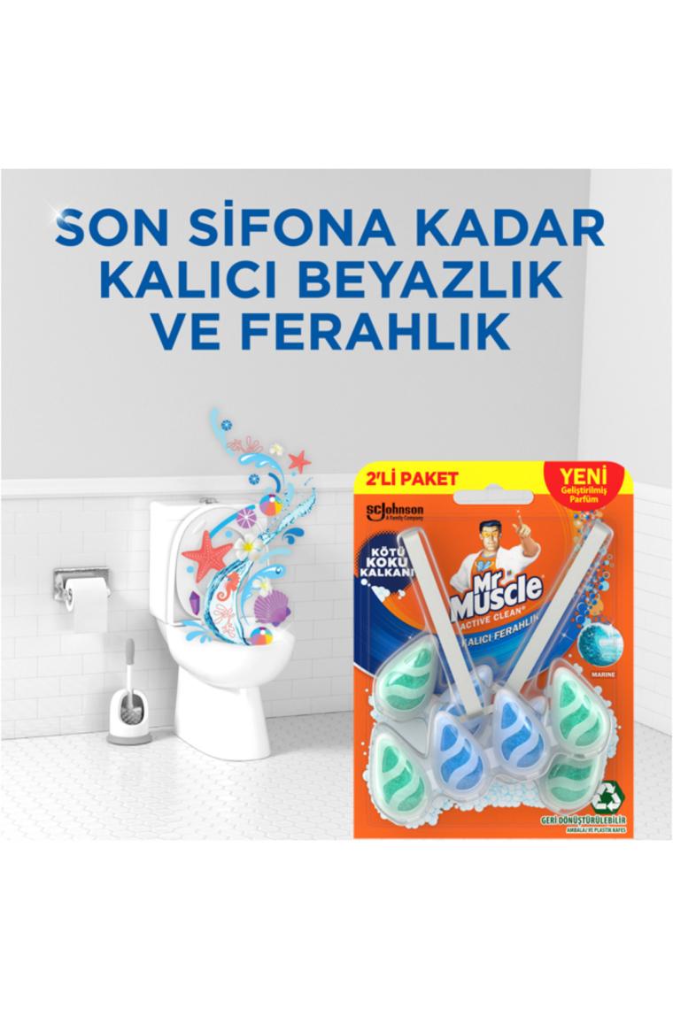 Active Clean Klozet Blok Tuvalet Temizleyici Marine, 2'li Paket 77.2 g