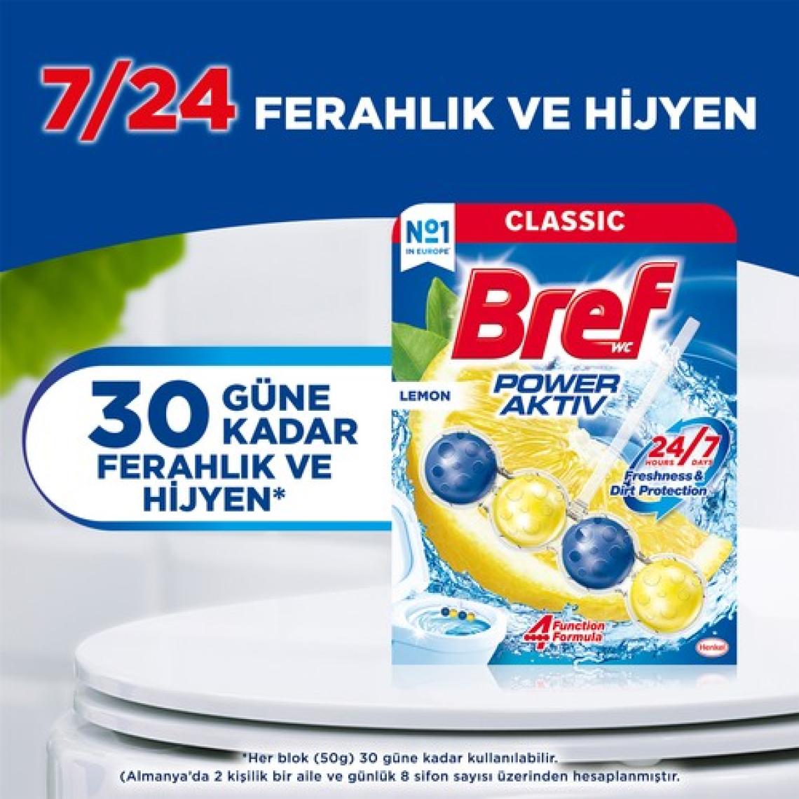 Bref Power Aktiv Katı Klozet Blok Limon Kokulu 2'li Paket