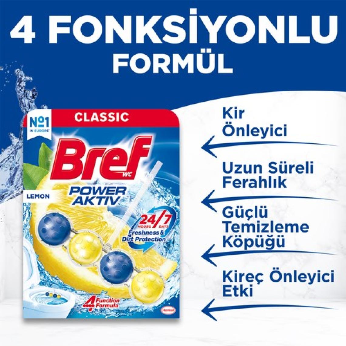 Bref Power Aktiv Katı Klozet Blok Limon Kokulu 2'li Paket