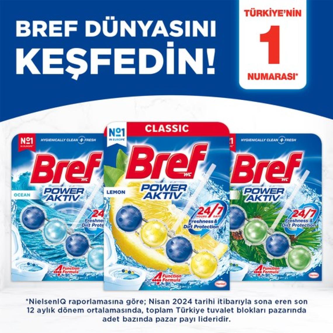Bref Power Aktiv Katı Klozet Blok Limon Kokulu 2'li Paket