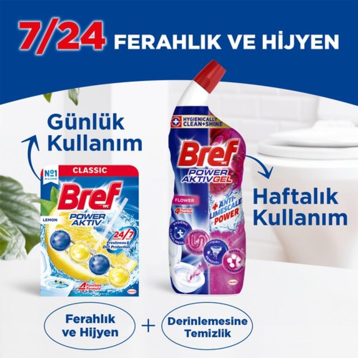 Bref Power Aktiv Katı Klozet Blok Limon Kokulu 2'li Paket