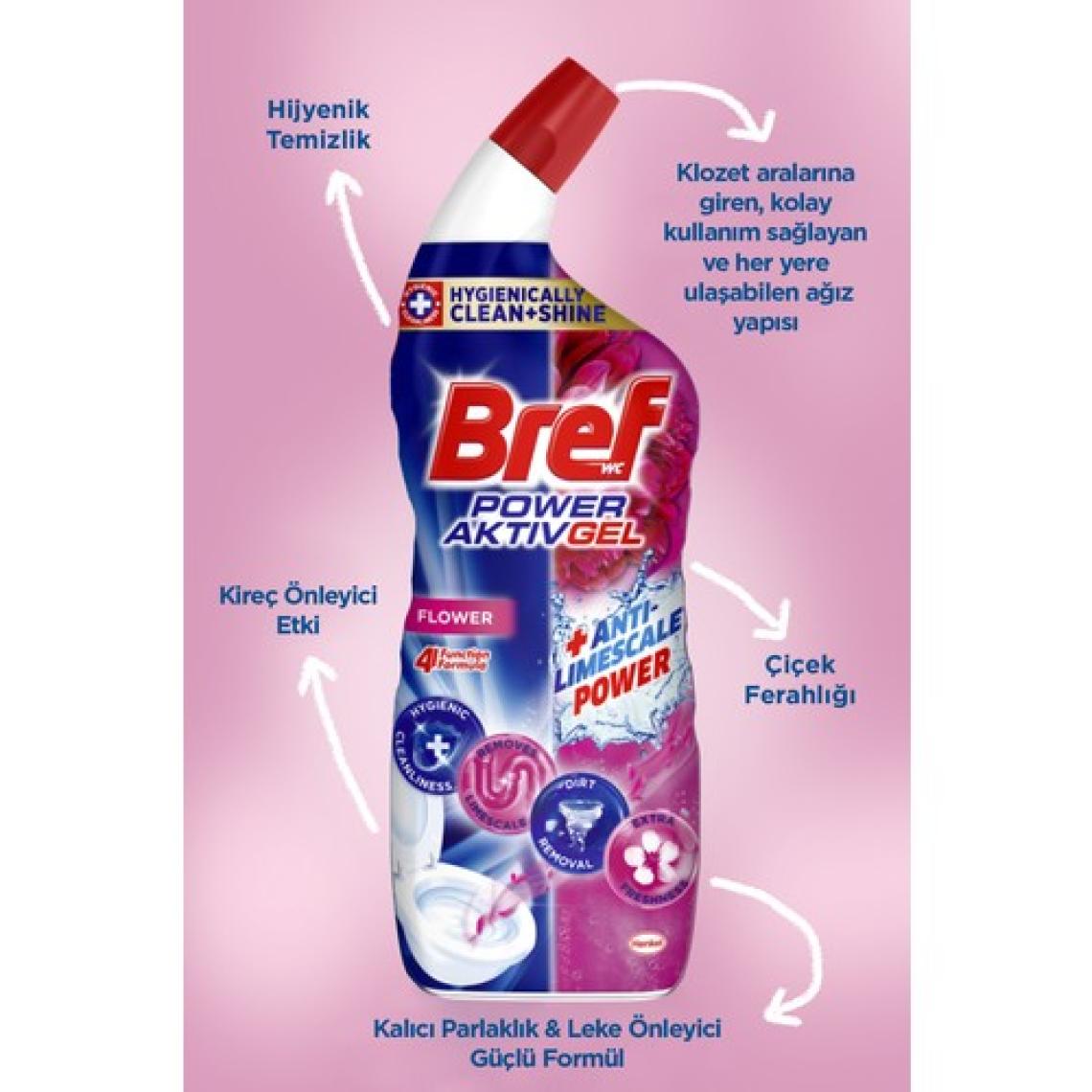 Bref WC Power Aktiv Tuvalet Temizleyici Jel Çiçeksi Kokular 700 Ml