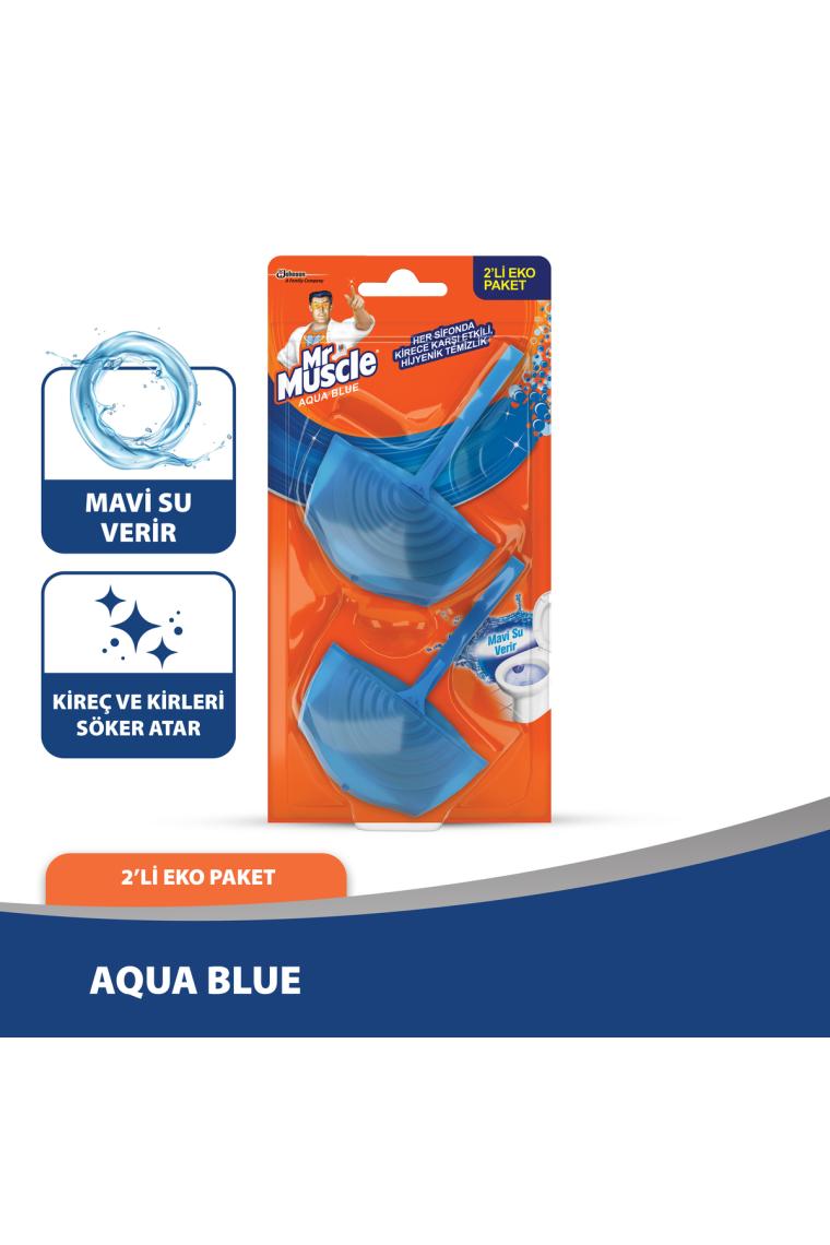 Mr Muscle Klozet Blok Tuvalet Temizleyici, Aqua Mavi, 2x40 gr
