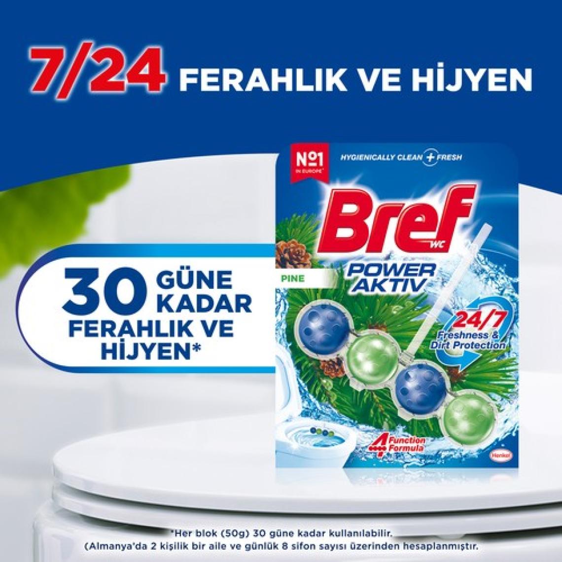 Bref Power Aktiv Katı Klozet Blok Çam Kokulu 2'li Paket