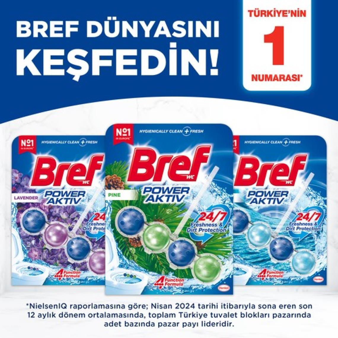 Bref Power Aktiv Katı Klozet Blok Çam Kokulu 2'li Paket