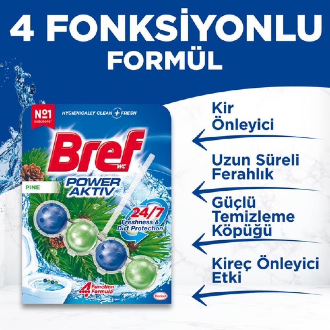Bref Power Aktiv Katı Klozet Blok Çam Kokulu 2'li Paket