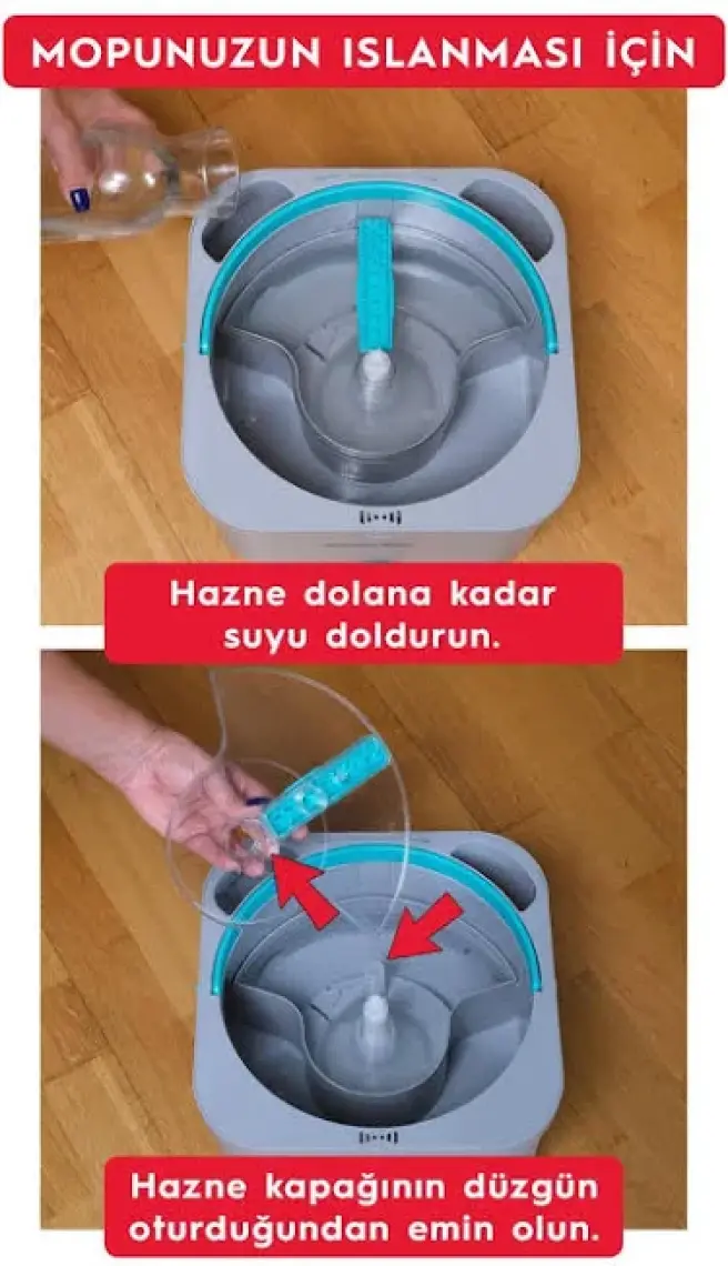 SMARTER Aqua Master Temizlik Seti + 2 Adet Yedek Mop Temiz & Kirli Suyu Ayırma Özelliği Otomatik Temizlik Seti Mop Paspas