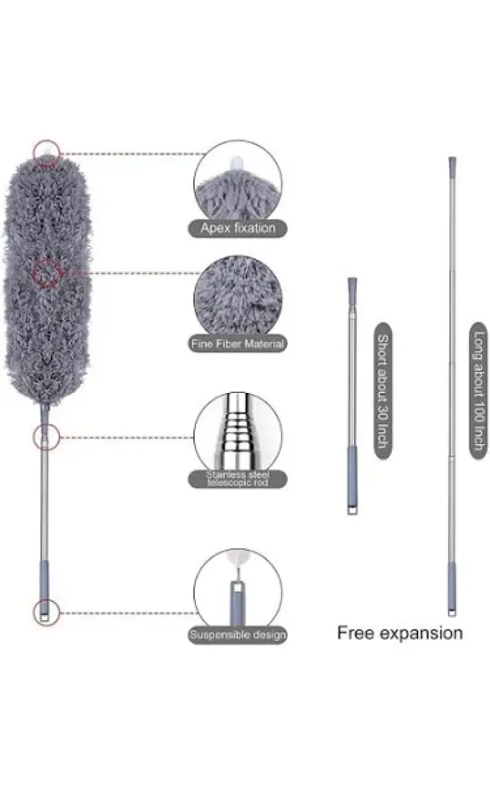 Missclean Mikrofiber Manyetik Anti-Statik Bükülebilen Toz Alma 3 Lü Full Set Uzayabilen Saplı