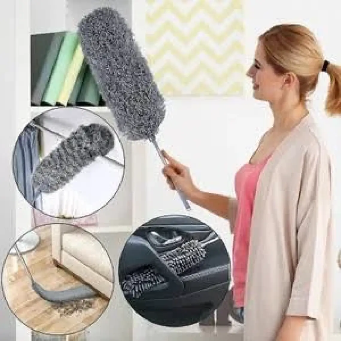 Missclean Mikrofiber Manyetik Anti-Statik Bükülebilen Toz Alma 3 Lü Full Set Uzayabilen Saplı