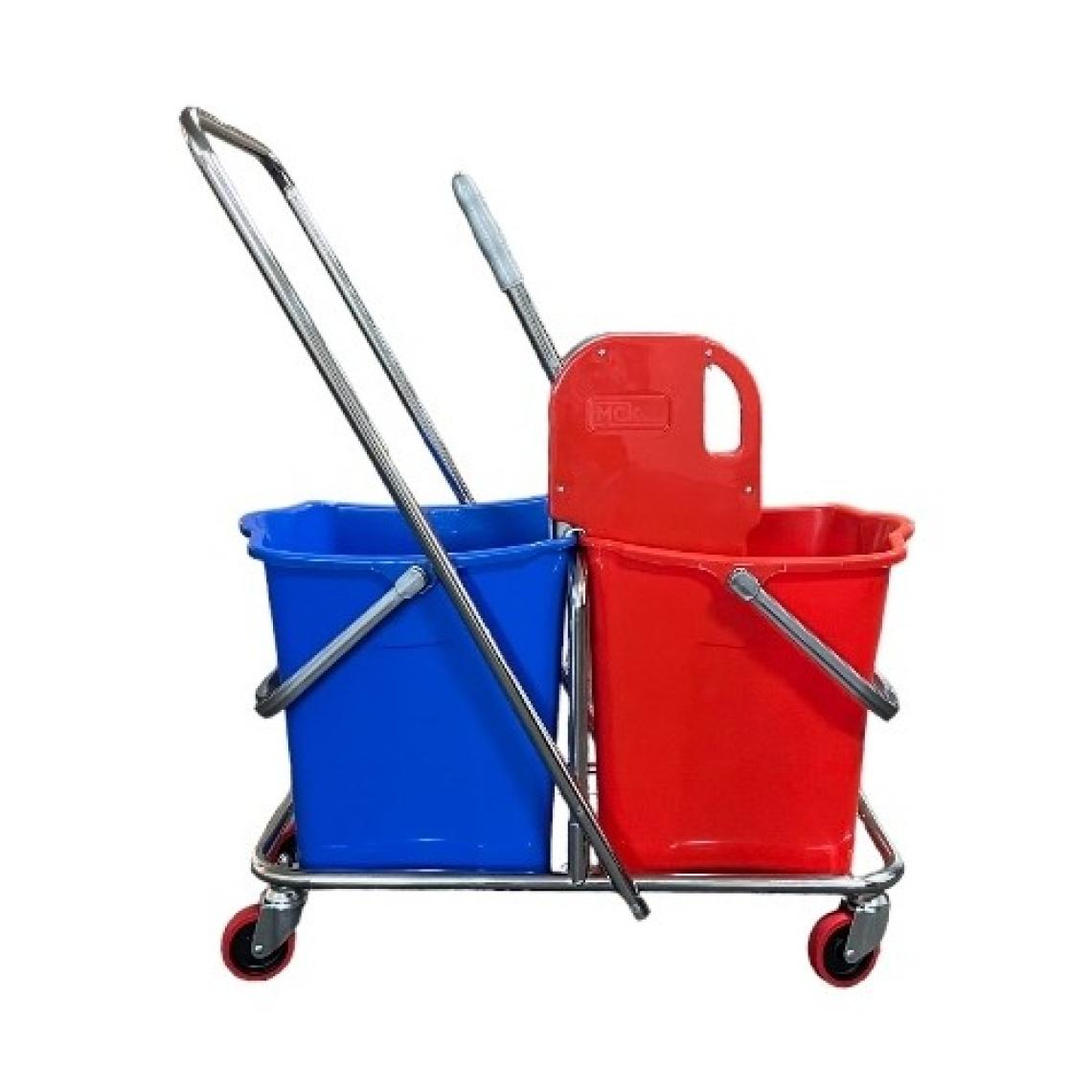 MCK Plus Çift Kovalı Krom Temizlik Arabası Paspas Arabası + Islak Mop Seti