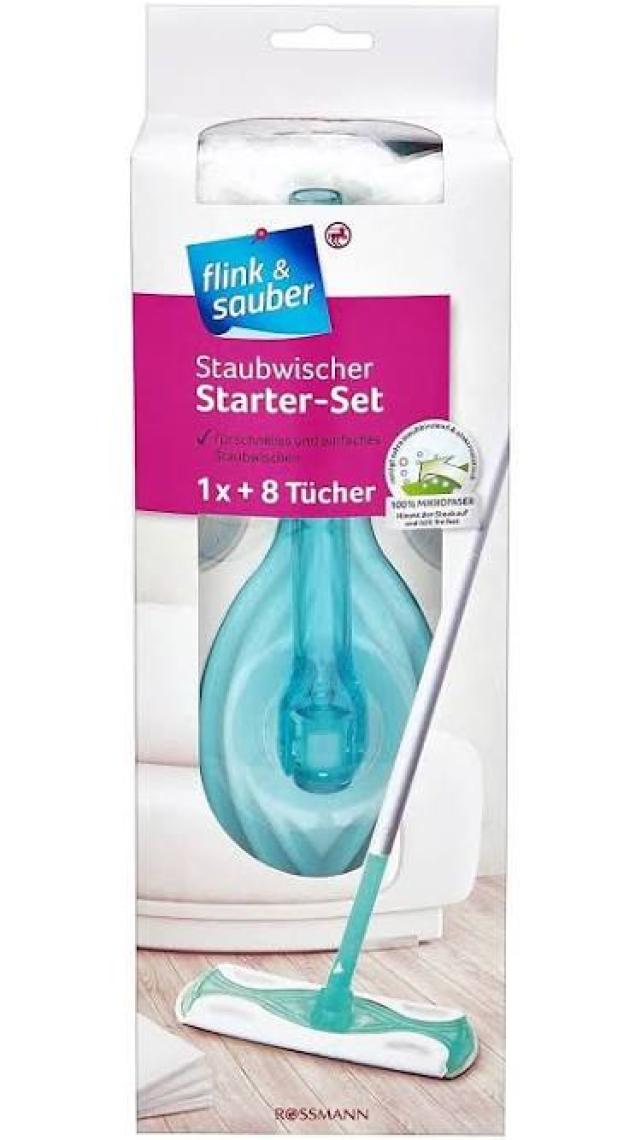 Flink & Sauber Yer İçin Toz Alma Seti 1 Başlık + 4 Parçalı Sap + 8'li Toz Bezi