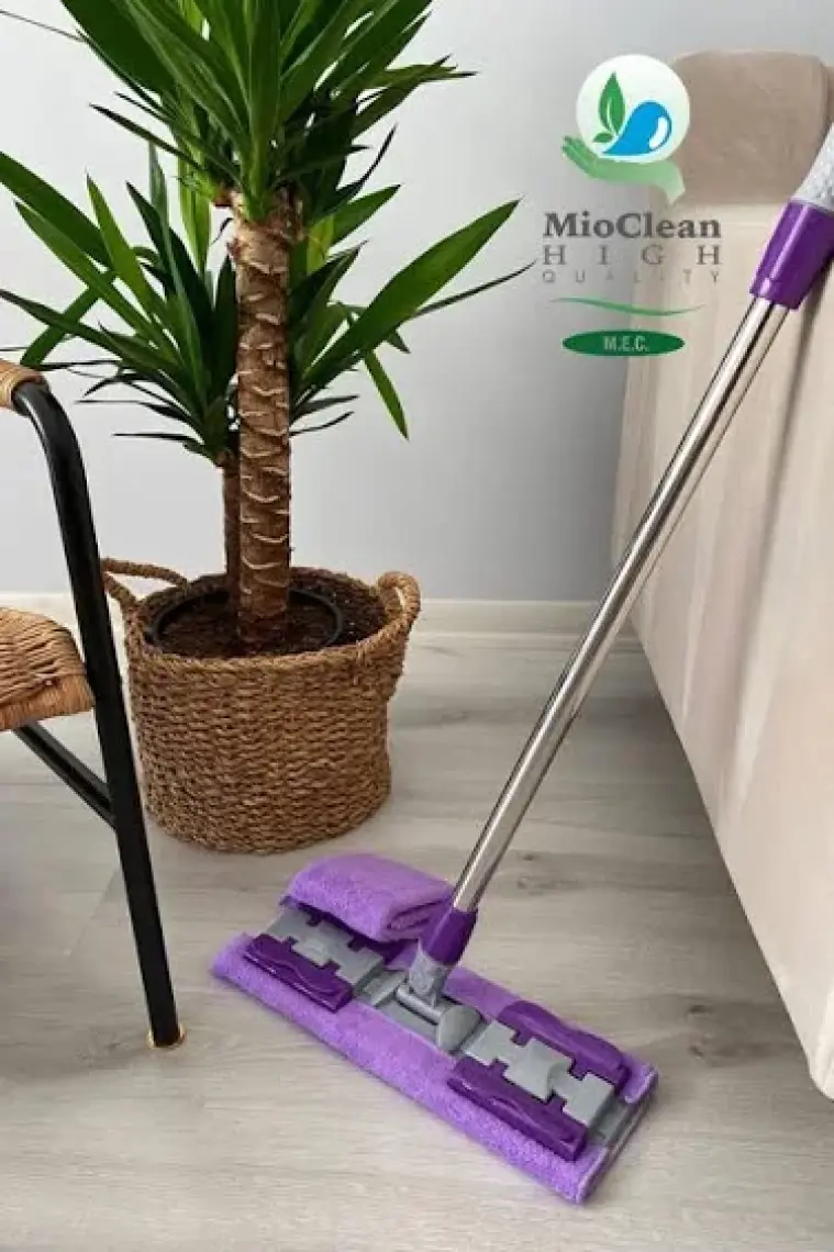 Mioclean 1 Adet Yedek Bez Hediyeli Yer Mopu Fayans Duvar Yüzey Temizlik Mikrofiber Mandallı Mop