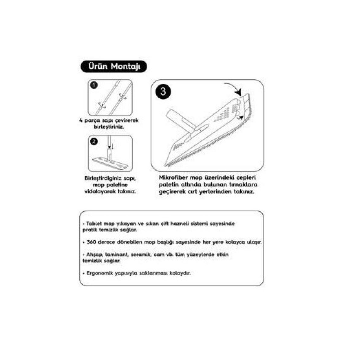 SMARTER TABLET MOP 4 MİKROFİBER MOP TEMİZLİK SETİ