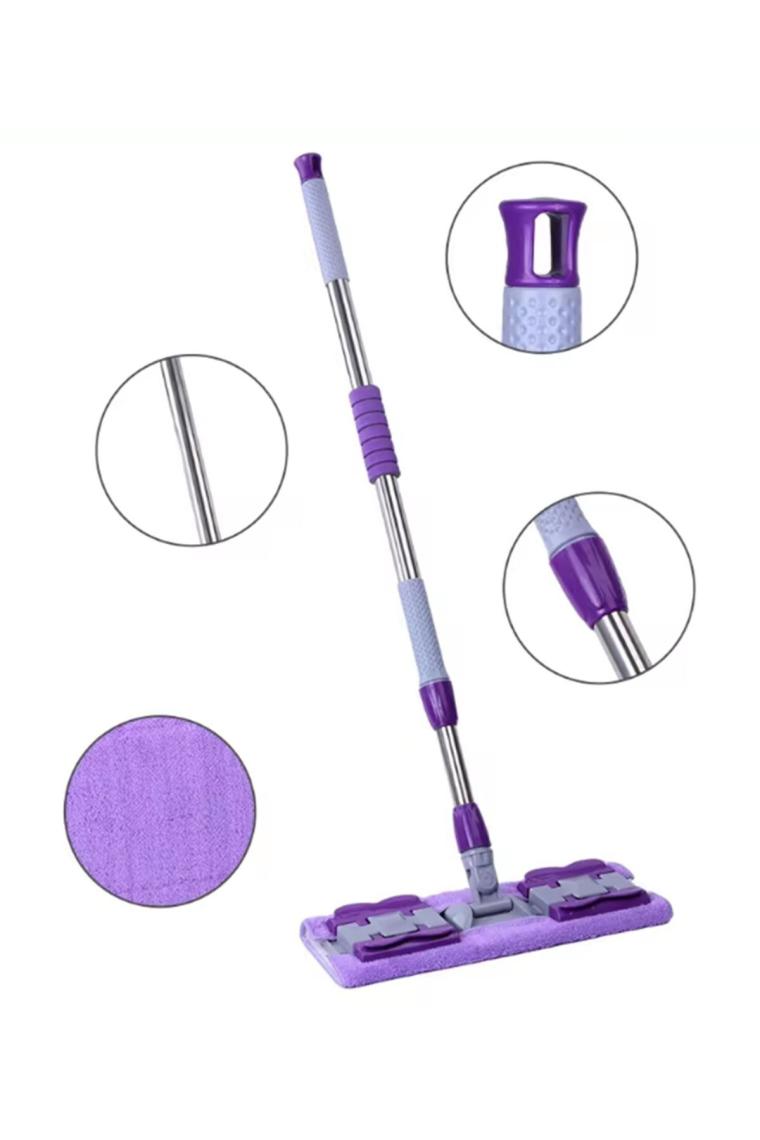 Mor Mop Yedek Bez Hediyeli Yer Mopu Fayans Duvar Yüzey Temizlik Mikrofiber Paspas Balkon Cam Silme