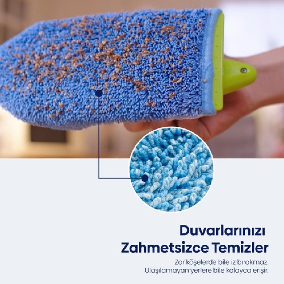 Silva Mikrofiber El Mopu - Çift Taraflı Çok Amaçlı Temizlik Bezi ve Gövde Seti, Ergonomik Tasarımlı, 1 Adet