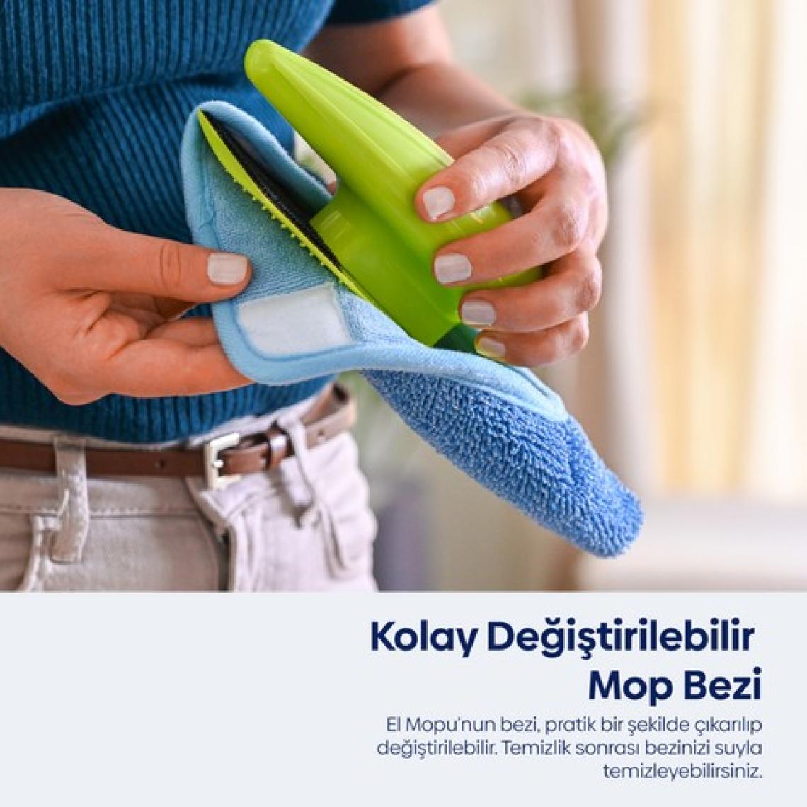 Silva Mikrofiber El Mopu - Çift Taraflı Çok Amaçlı Temizlik Bezi ve Gövde Seti, Ergonomik Tasarımlı, 1 Adet