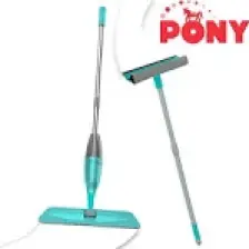 Pony Süper 2'li Yeşil Sprey Mop Teleskopik Saplı Cam Sileceği Temizlik Seti