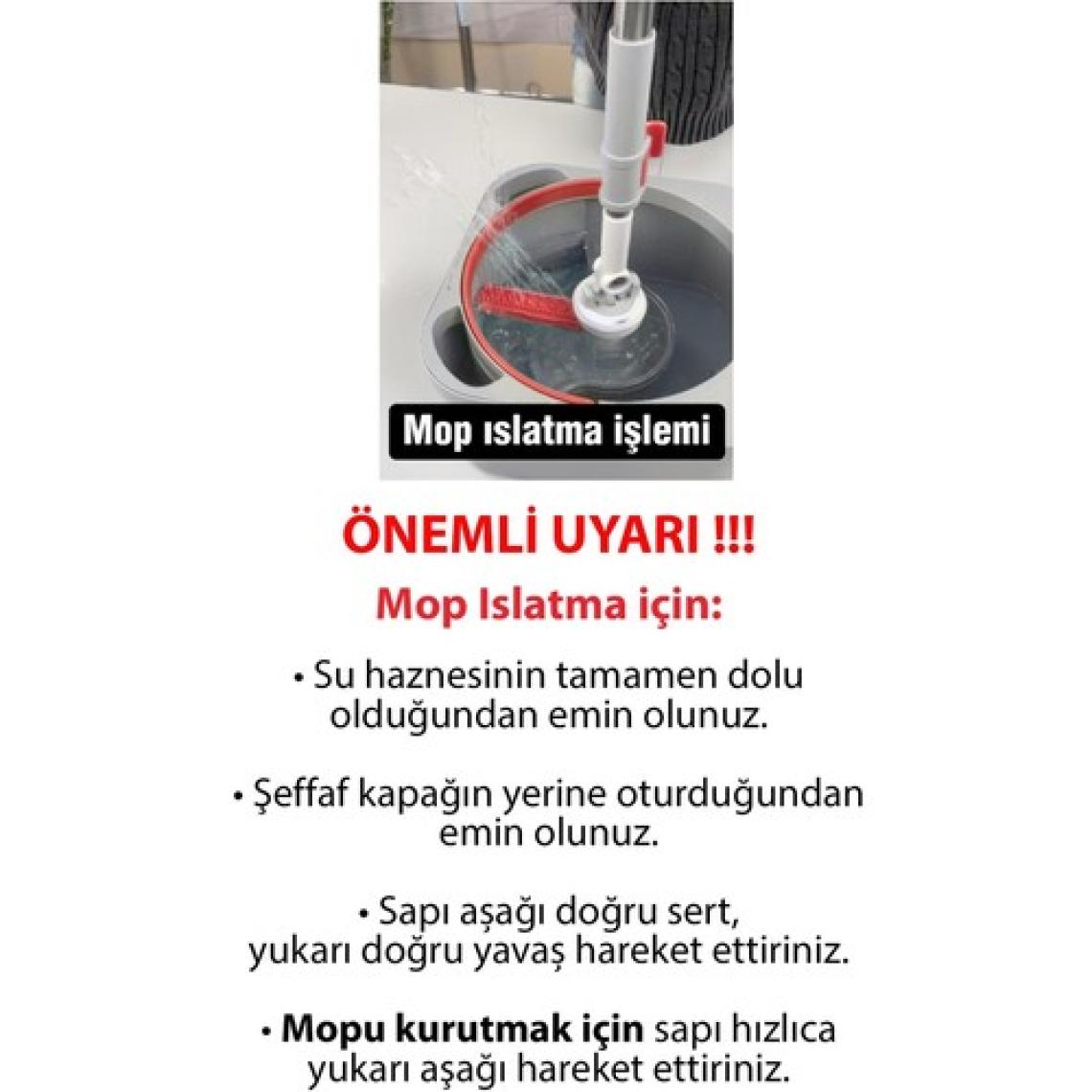 PONY Gri Temiz & Kirli Suyu Ayırma Özelliği Otomatik Temizlik Seti Mop Paspas