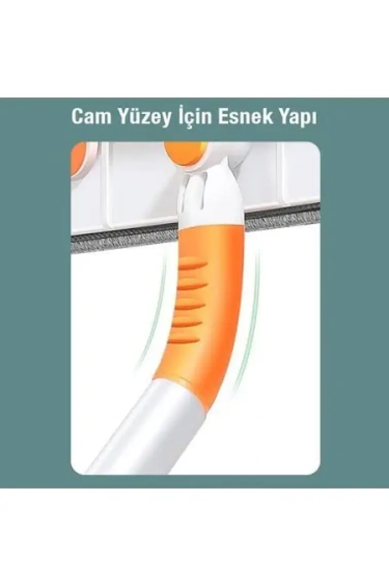 Polham 120CM Uzayıp Kısalabilen Teleskopik Mikrofiber Cam Silme Aparatı, Sağlam Bükülebilir Fırça