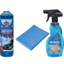 GD24 Cam Temizleme Spreyi ve Antifrizli Cam Suyu ve Cam Bezi Set