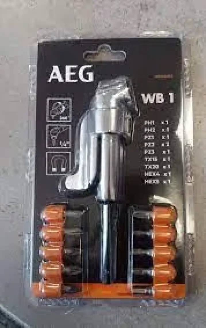 Aeg WB1 Vidalama Köşe Adaptöru + 10 Parça Uç Seti