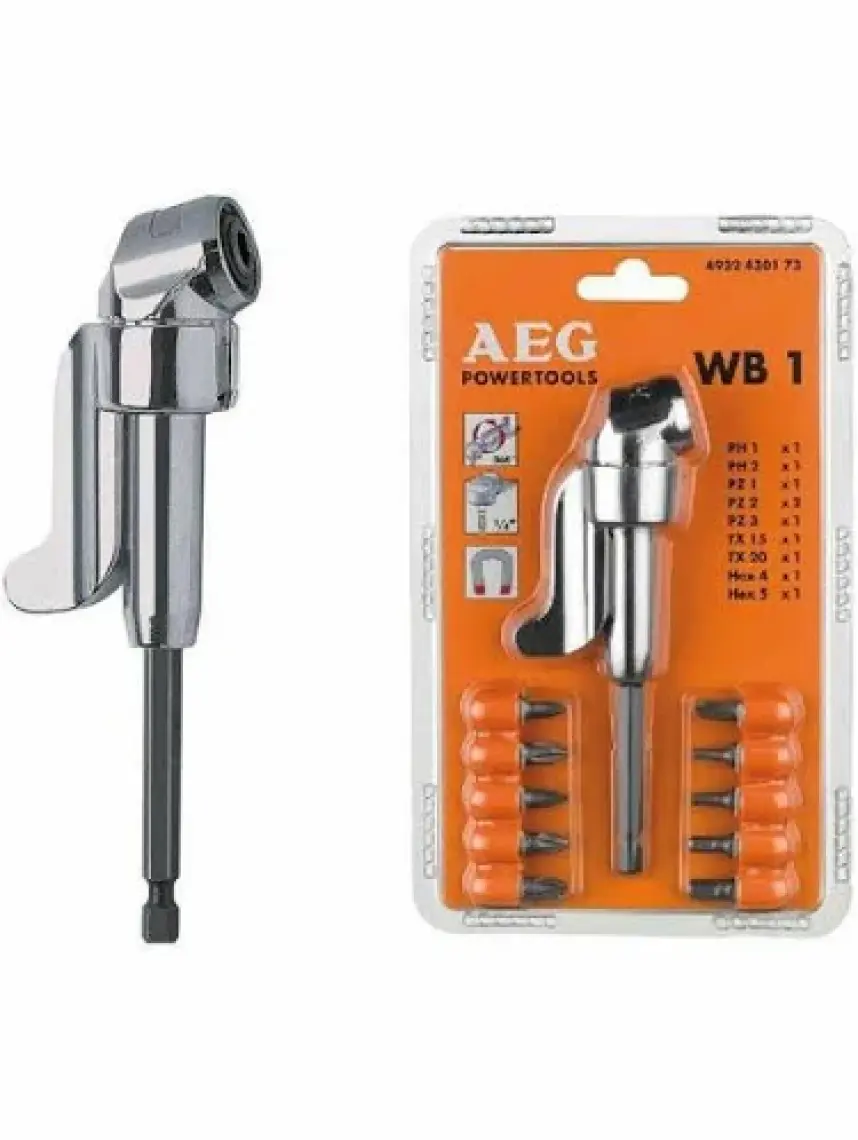Aeg WB1 Vidalama Köşe Adaptöru + 10 Parça Uç Seti