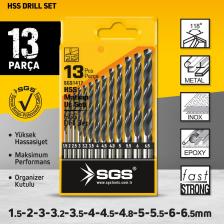 SGS1417 PROFESYONEL 13 PARÇA HSS METAL MATKAP UCU SETİ