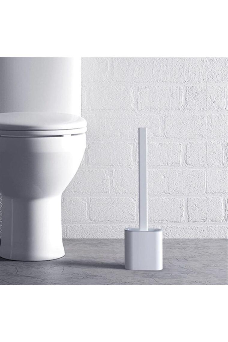 Baysa Tuvalet Fırçası Banyo Wc Temizlik Silikon Bükülebilir Fırça Seti Beyaz